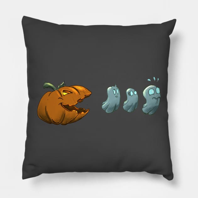 Halloween Pumpkin eating ghosts Pillow by Carlos CD