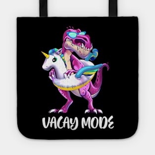 Vacay Mode Dinosaur Unicorn Float Family Summer Vacation Tote