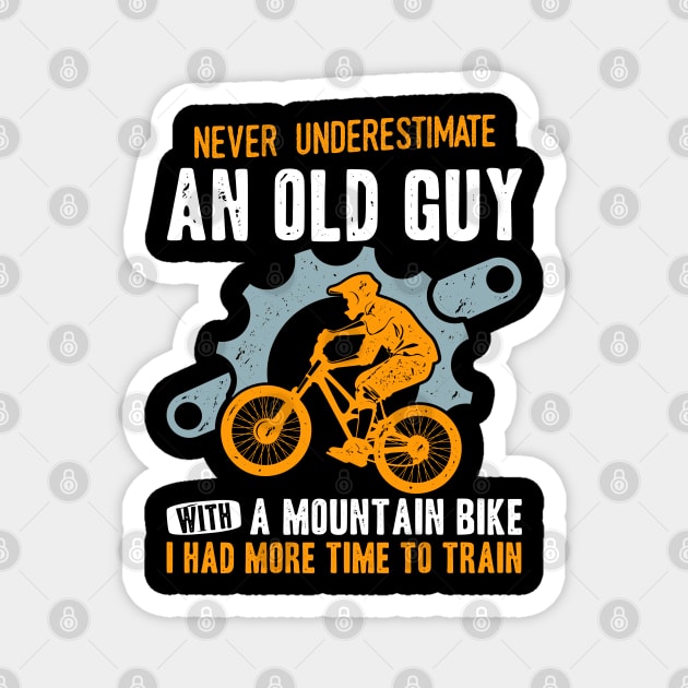 Mens Funny Cyclist Saying Mountain Bike Cycling Old Man Bicycle Magnet by Acroxth