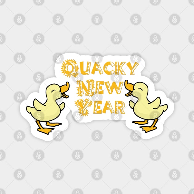 Quacky New Year Yellow Ducks Magnet by HolidayBug