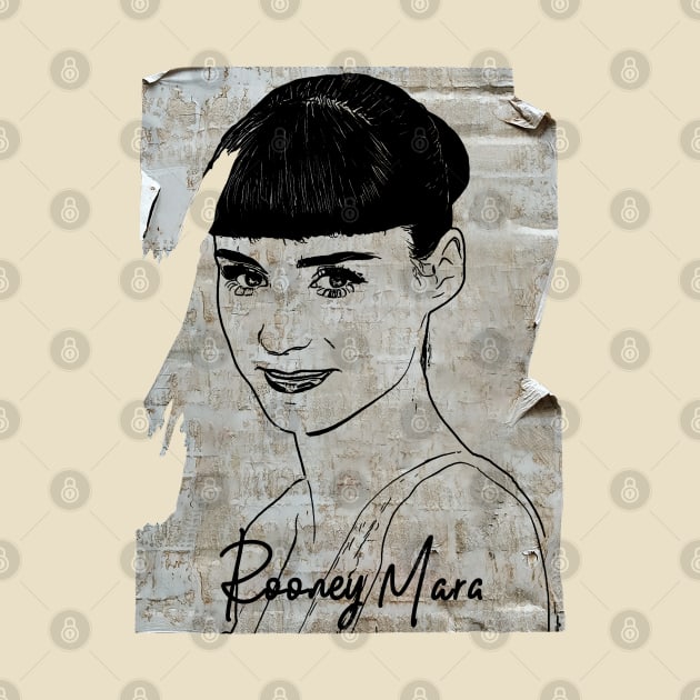 Rooney Mara 80s Vintage Old Poster by Hand And Finger