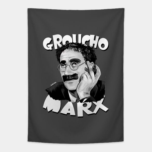 Groucho Marx Illustration by Burro Tapestry by burrotees