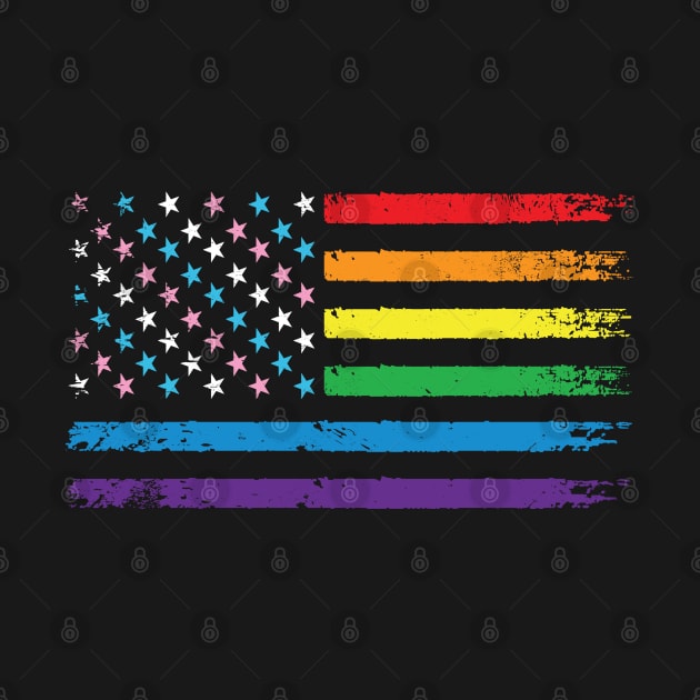 LGBT Rainbow American Flag | LGBTQ 4th of July | Transgender Gay Pride by BlueWaveTshirts