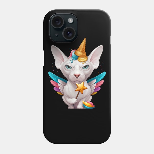 White Sphynx Cat Ice Cream Unicorn Phone Case by stonemask