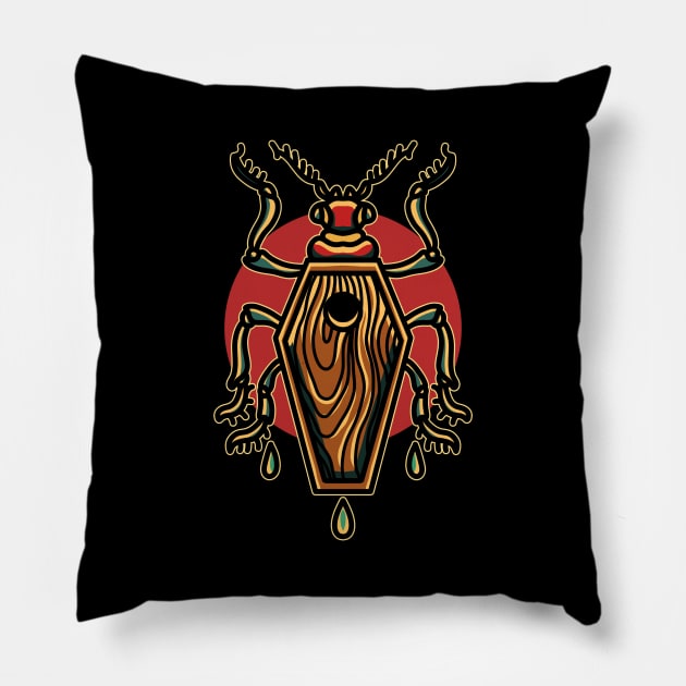 coffin beetle tattoo Pillow by donipacoceng