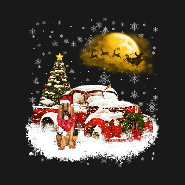 Red Truck Xmas Tree Bloodhound Christmas by Benko Clarence