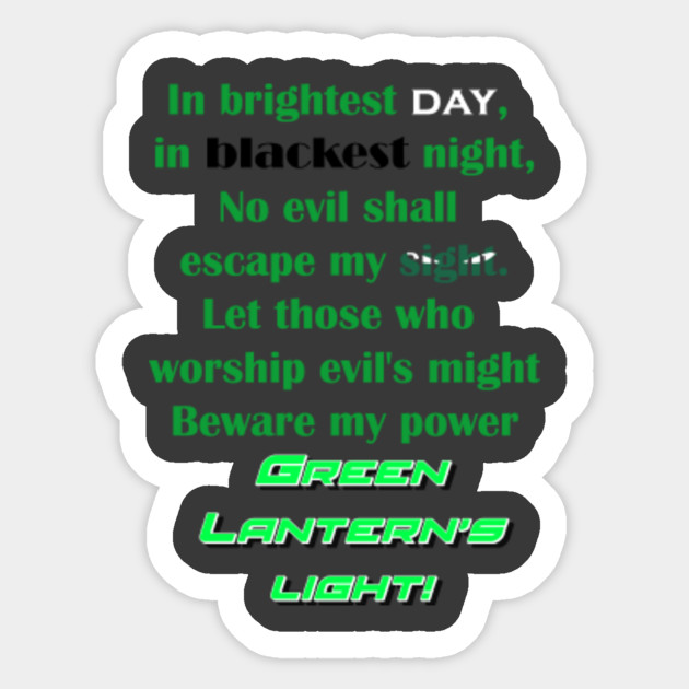 Green Lantern Oath Green Lantern Sticker Teepublic