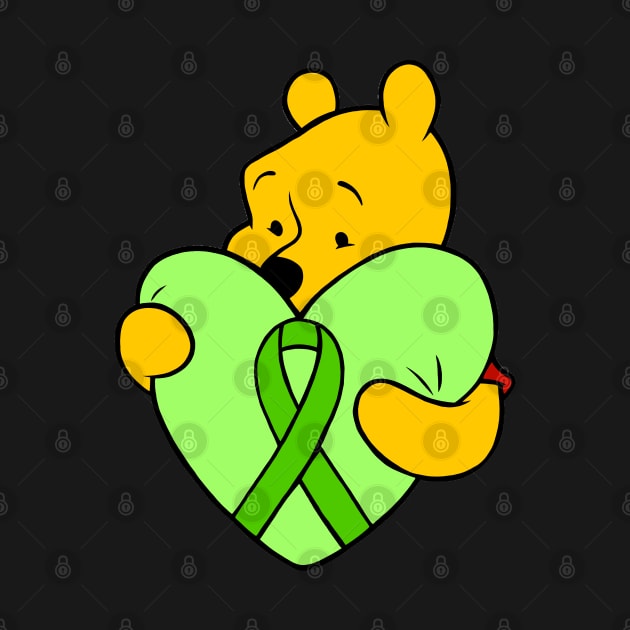 Yellow bear hugging green Awareness ribbon by CaitlynConnor