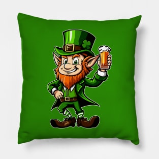 Beer Drinking Leprechaun for St Pattys Day by gnarly Pillow