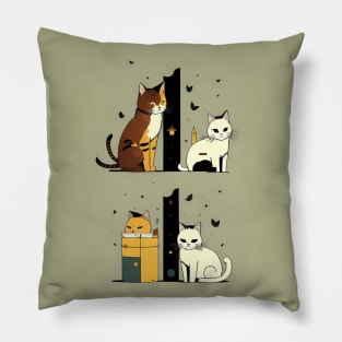 Abstract Catopia: Exploring Feline Essence through Artistic Expression Pillow