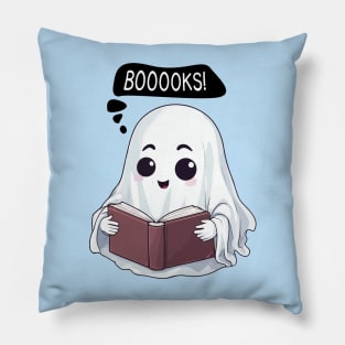 Kawaii Halloween Ghost 'BOOOOKS' - Spooktacular Reading Fun Pillow