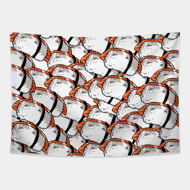 Nigiri sake - salmon everywhere Tapestry by Uwaki