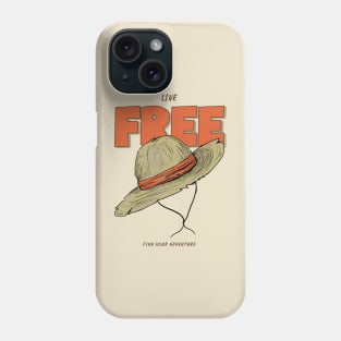 Live Free! Anime One Piece Inspired Gift for One Piece Fans and Anime Lovers Luffy Hat Phone Case