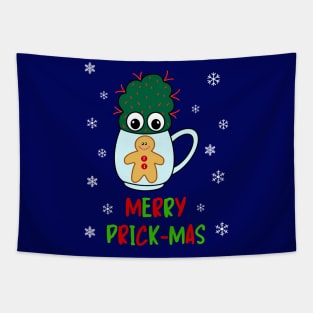 Merry Prick Mas - Small Cactus With Red Spikes In Christmas Mug Tapestry