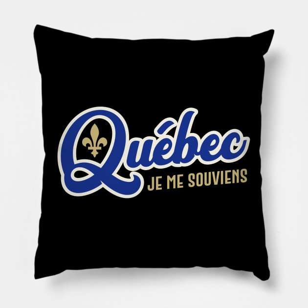 Quebec Je me souviens Canada Classic Athletic Script Dark Blue Pillow by TGKelly