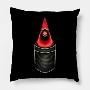 Red Cardinal bird in the pocket Pillow