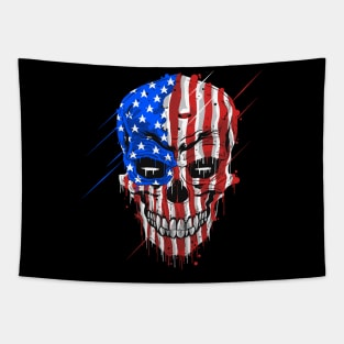 Skull Head Usa Flag Tapestry