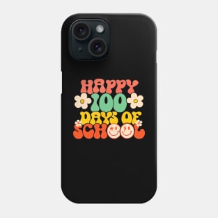 Happy 100th Day Of School Teacher Kids Retro Groovy 100 Days Phone Case