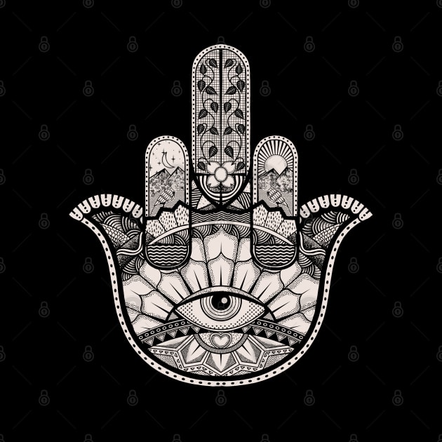 Middle Finger Ornate Hamsa Hand by SunGraphicsLab