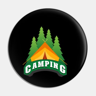 Camping Wildlife Born to Camp Forced To Work Dark Background Camping Campfire Summer Design Pin