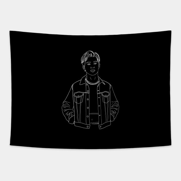 Stylish Korean Pop Singer | Black Outlines Tapestry by Incubuss Fashion