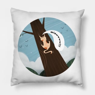 cute scaredy cat illustration Pillow