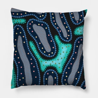 Blue aboriginal Pillow