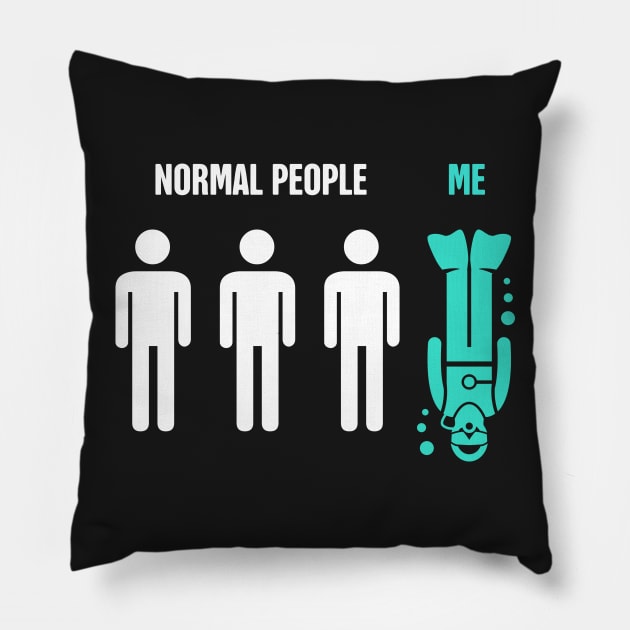 Normal People, Me | Funny Scuba Diving Design Pillow by MeatMan