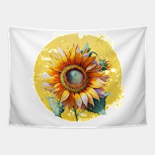 Cheerful Watercolor Sunflowers Tapestry