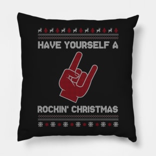 Cool Rocking Christmas Merry Xmas Rock Fingers Gift Ugly Sweater Shirt Pillow