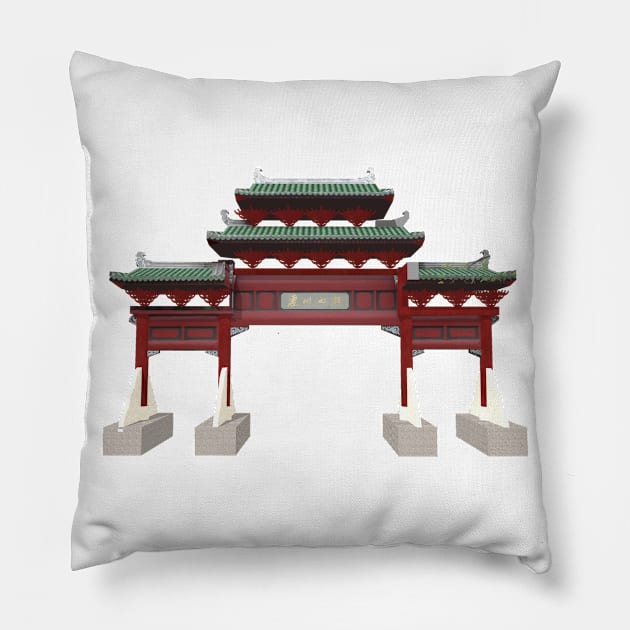 The Gate of West Lake Huizhou Pillow by PhantomLiving