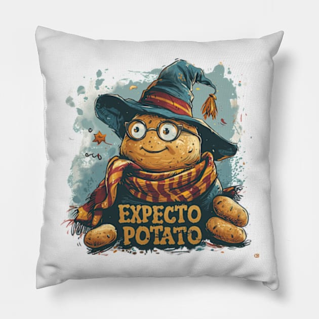 Expecto Potato - Fantasy Funny Pillow by Fenay-Designs