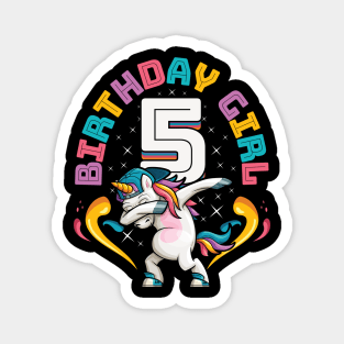 Dabbing Unicorn Birthday Girl 5 Years Old Magnet