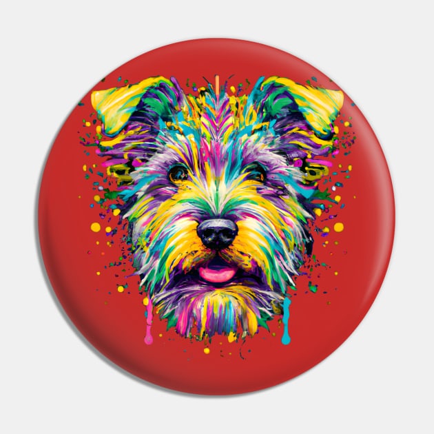 Fluffy Terrier Dog Stencil Design Pin by Furrban