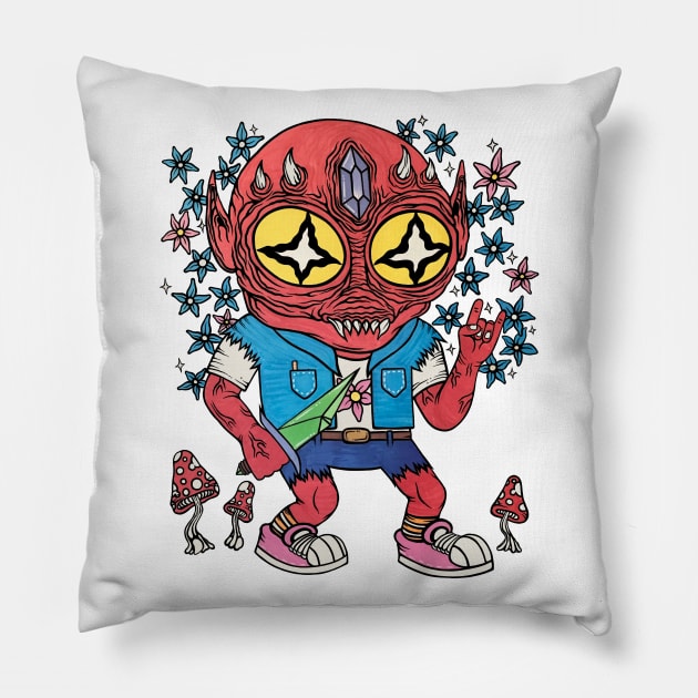 Flower Goblin Pillow by flynnryanart