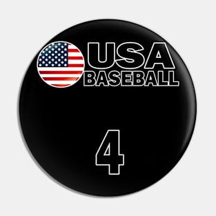 USA Baseball Number 4 T-shirt Design Pin