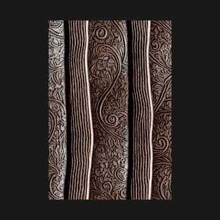 Dark Brown Ornamental Leather Stripes, natural and ecological leather print #40 T-Shirt