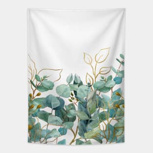 Eucalyptus Leaves  Greenery Watercolor Art Tapestry