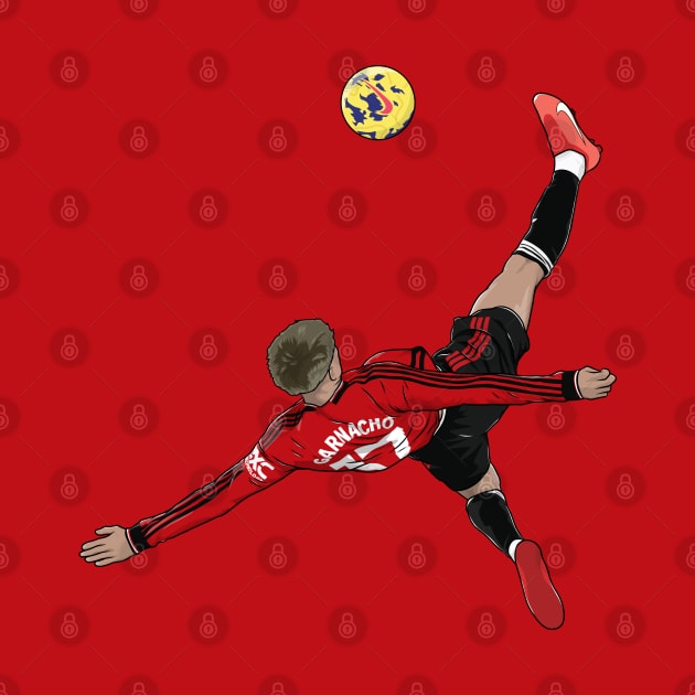 Alejandro Garnacho Overhead Kick Manchester United by Footie Prints