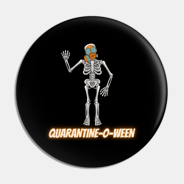 Quarantine-O-Ween Skeleton Funny Halloween Costume 2020 Bones Quarantine Mask Radioactive Skeleton Easy Costume Skeleton Waving Pin by nathalieaynie