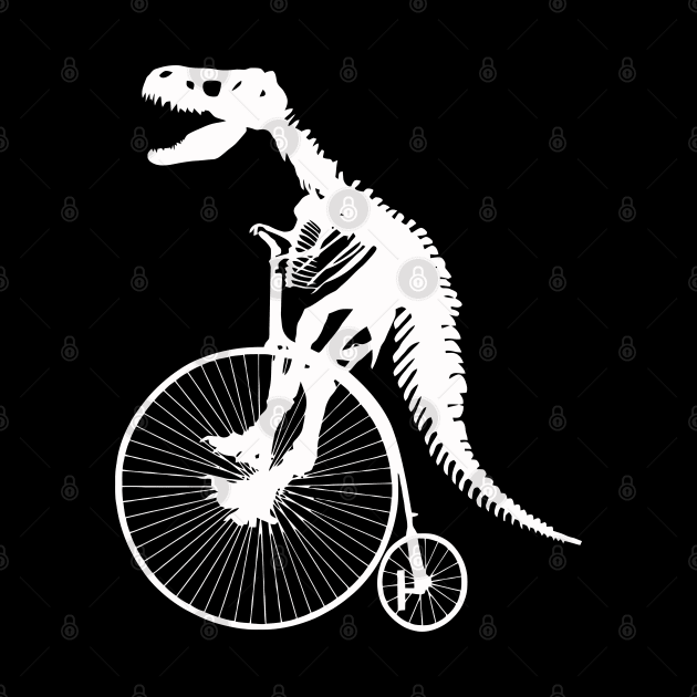 T rex fossil ride a vintage bike by Collagedream