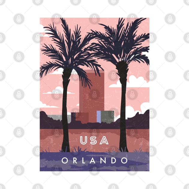 Orlando, USA. Retro travel poster by GreekTavern