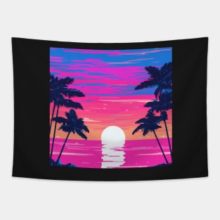 Pink sunset on the beach Tapestry