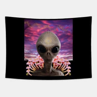 Vaporwave Alien Goa Trip Party Techno Club Pilze Tapestry