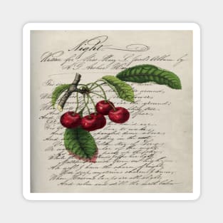 dark academia french country botanical  vintage red cherry Magnet