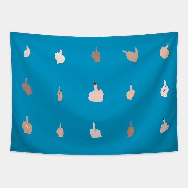 Middle Fingers With Colored Nails Tapestry by ClarkStreetPress