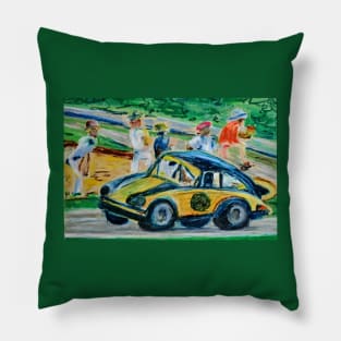 Vintage Porsche in Oil Pastels Pillow