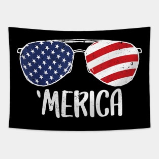 4th of July Merica Sunglasses Tee Gift Men Women kids USA Tapestry