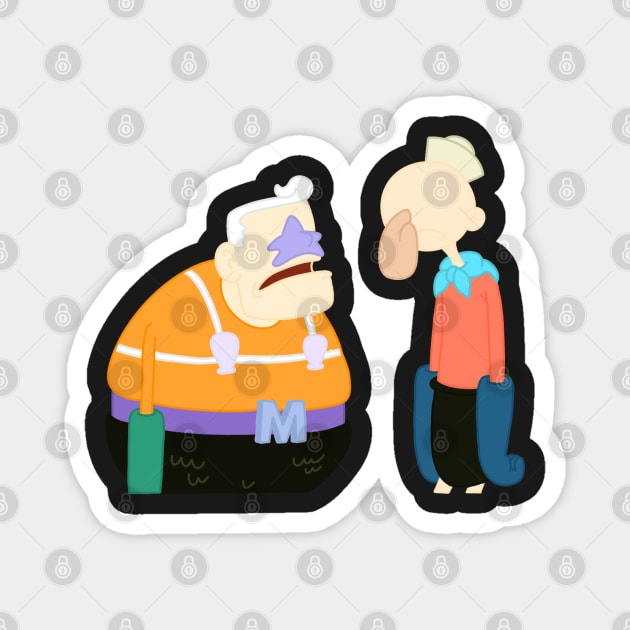 Barnacle Boy and Mermaid Man Magnet by VinylPatch