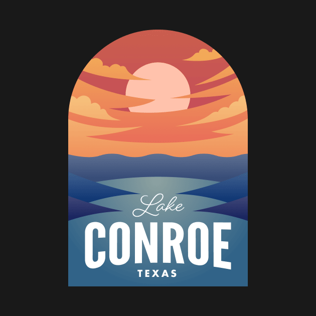 Lake Conroe TX Retro Sunset by HalpinDesign